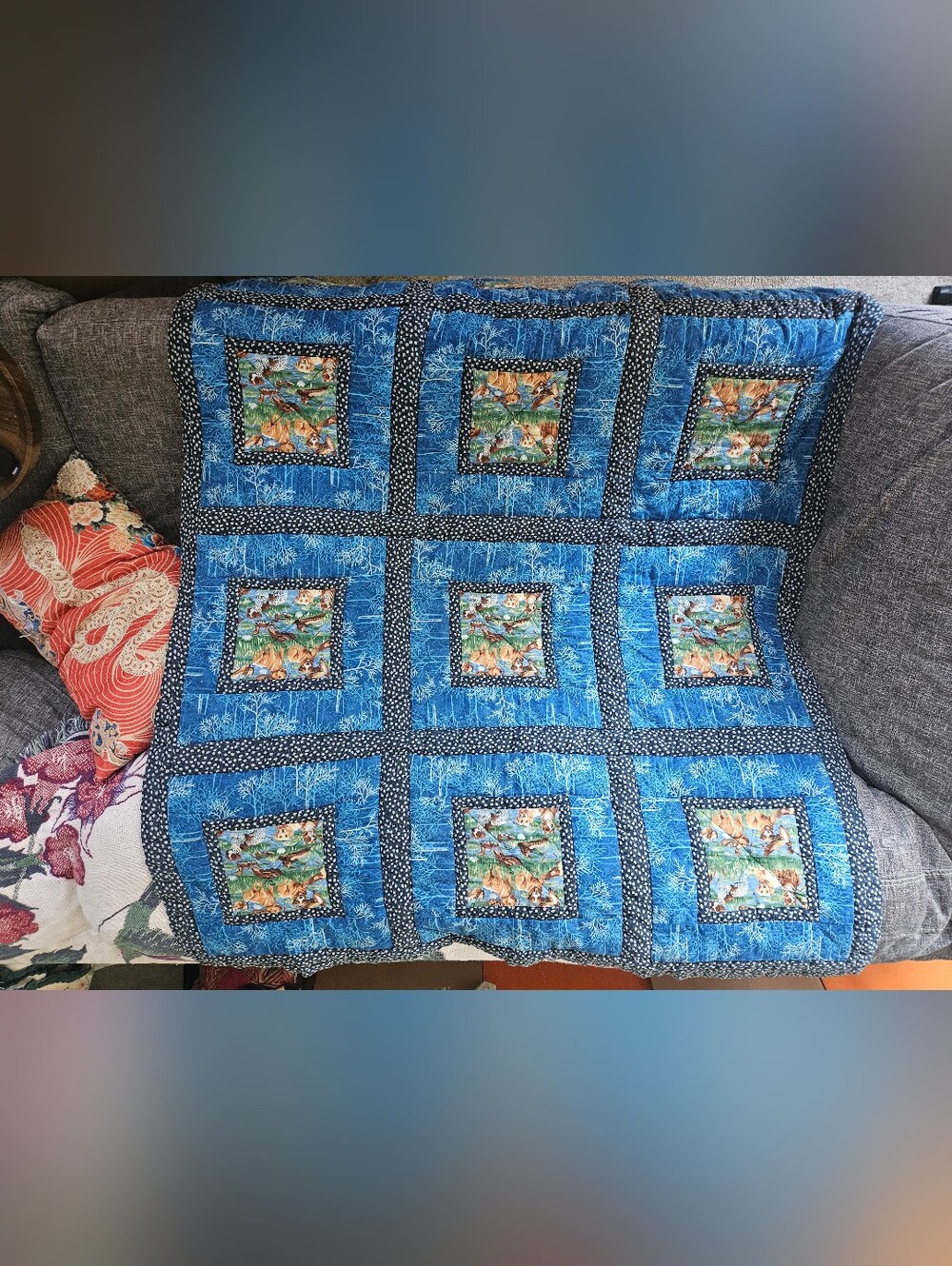 Handmade Patchwork Dog Patch Lap Quilt